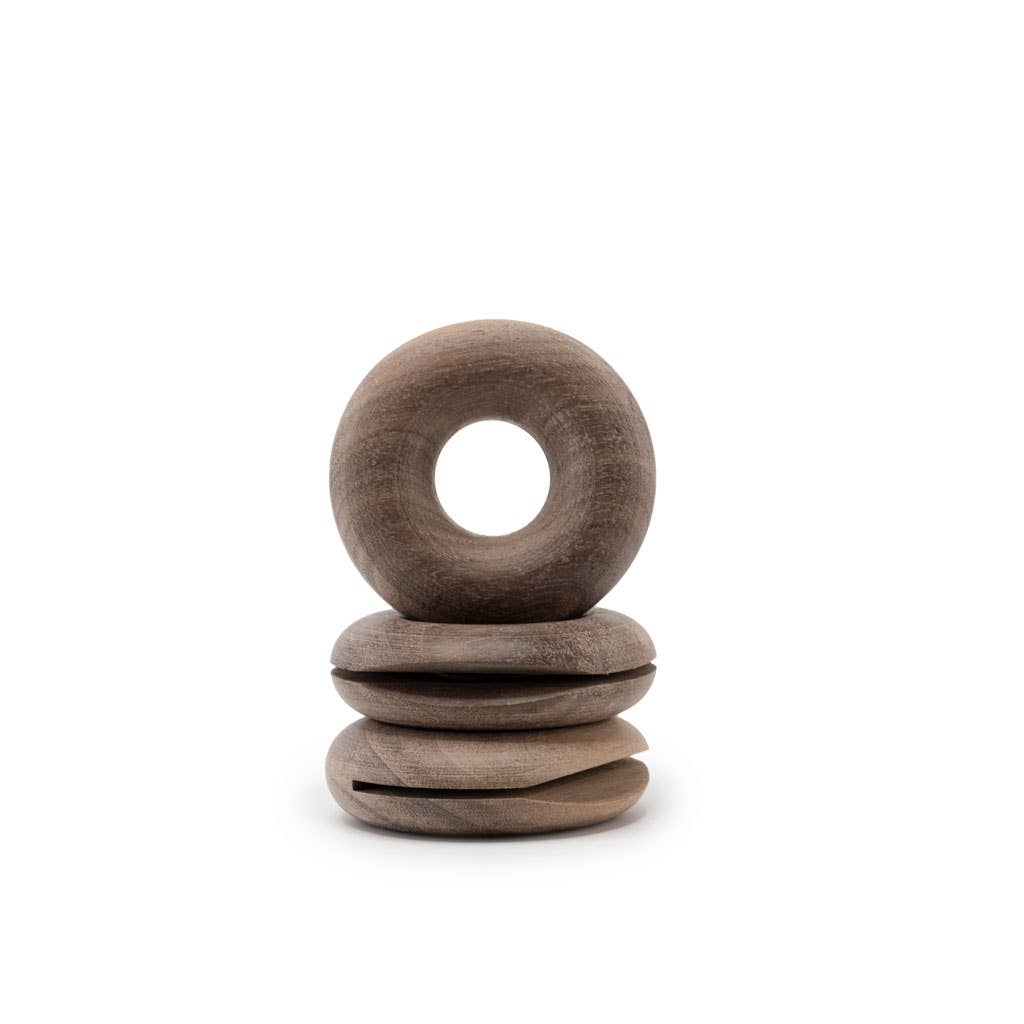 Snack bag clip natural wood donut