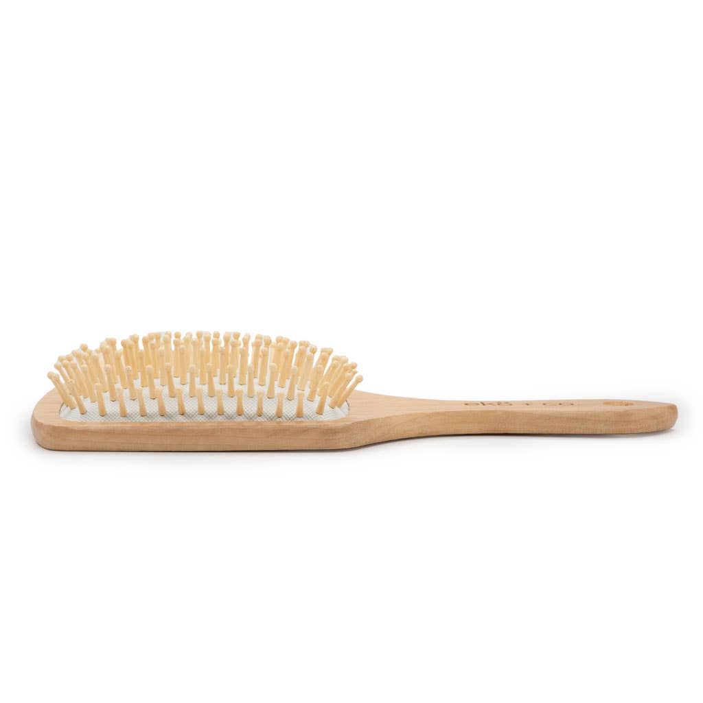 Wooden paddle hair brush