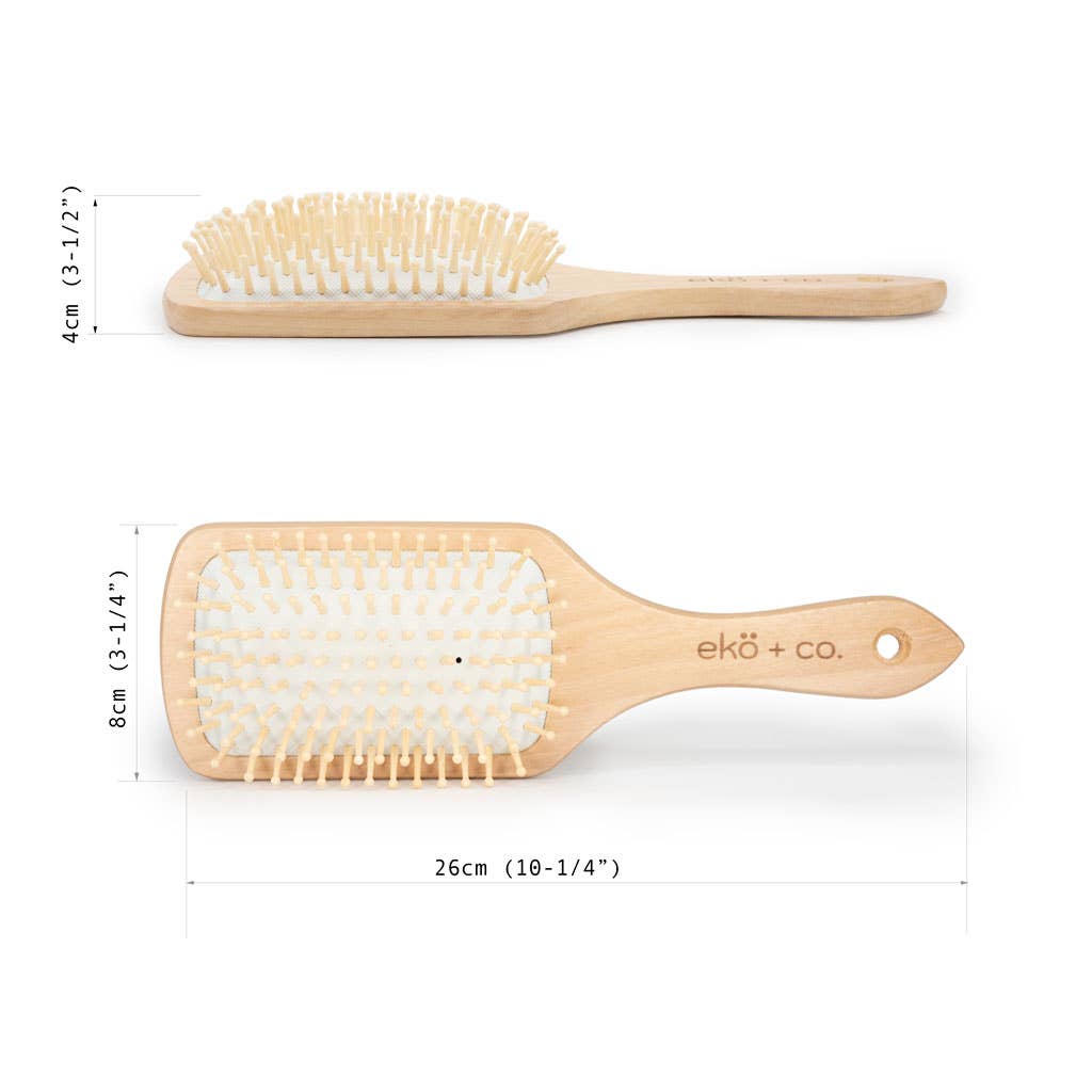 Wooden paddle hair brush