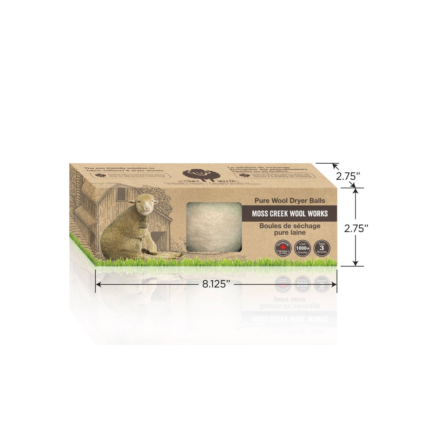 100% Pure Wool Dryer Balls - Barn Box with 3 Balls